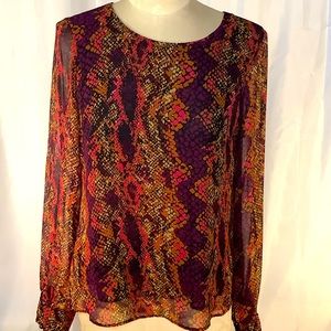 Dolce Vita DV Purple Pink Snake Stunning Blouse XS